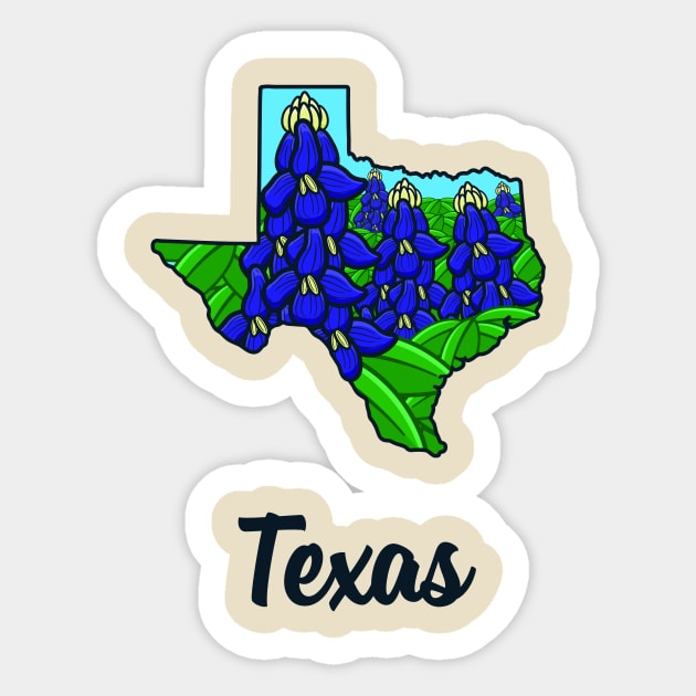 Texas State Flower Bluebonnet - Texas Pride Sticker by Pangea5